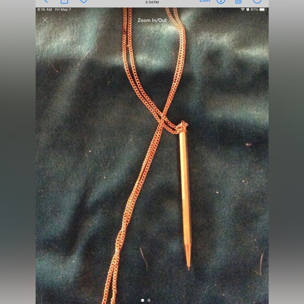 Antique 1920s gold filled mechanical pencil necklace